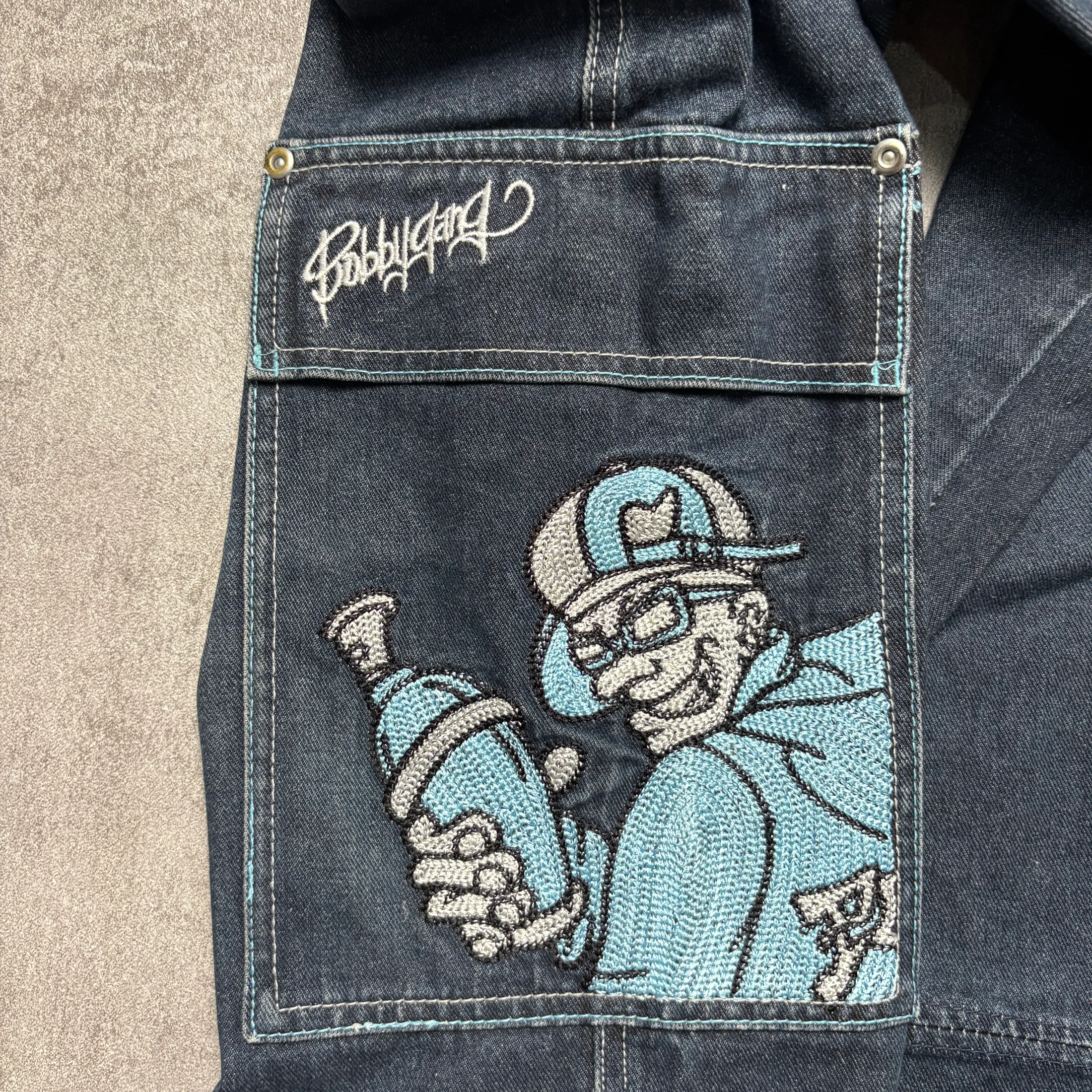 VTG BOBBY GANG ART LONG JEANS 8
